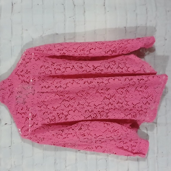 Bibi Pink Heavy Lace Button Down  Blouse Sz S - Picture 3 of 8